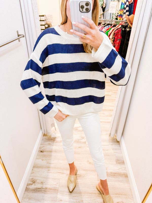 Striped Sweater - Navy