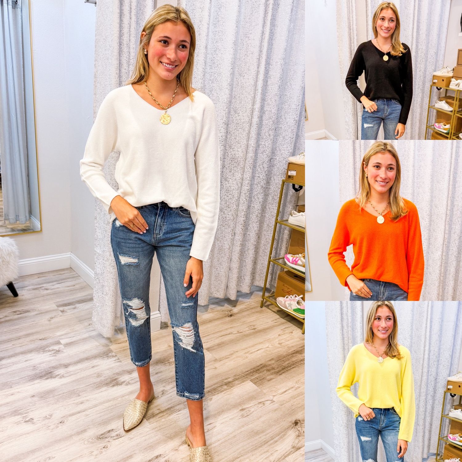 Made in Italy V Neck Sweater Top