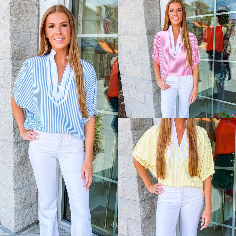 Contrast Striped Dolman Top