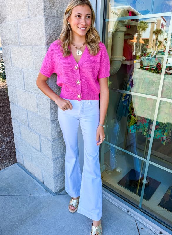 Starfish Buttons Cardigan Top - Pink