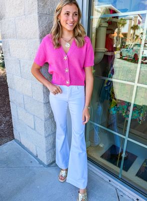 Starfish Buttons Cardigan Top - Pink