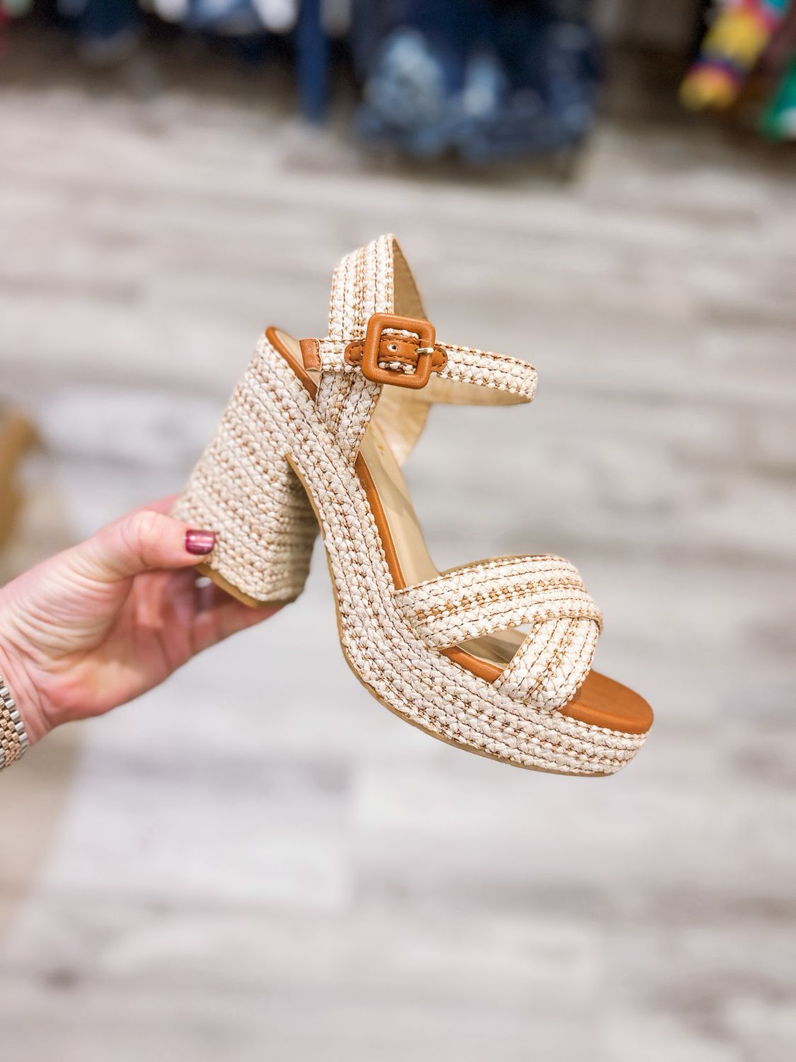 Yara Woven Platfrom Heels - Natural