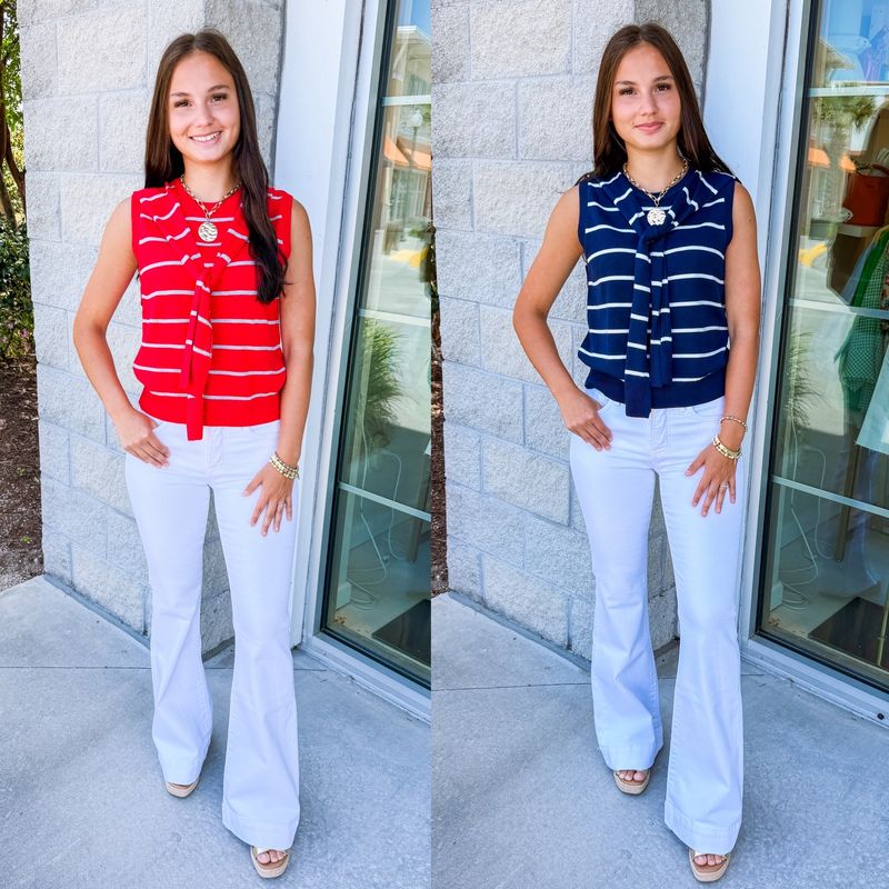 Scarf Striped Sweater Top