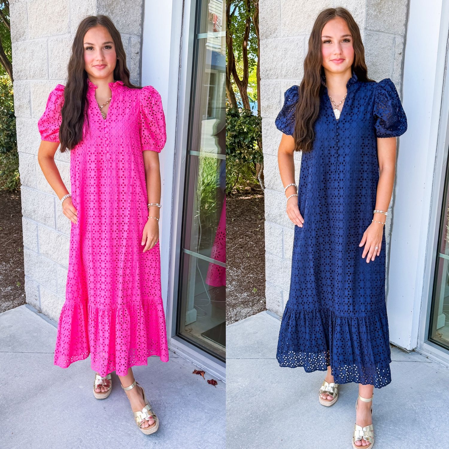 Button Up Eyelet Maxi Dress