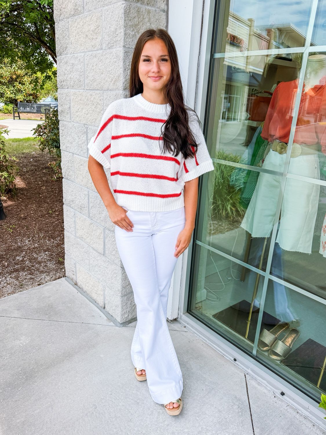 Striped Sweater Top - Red