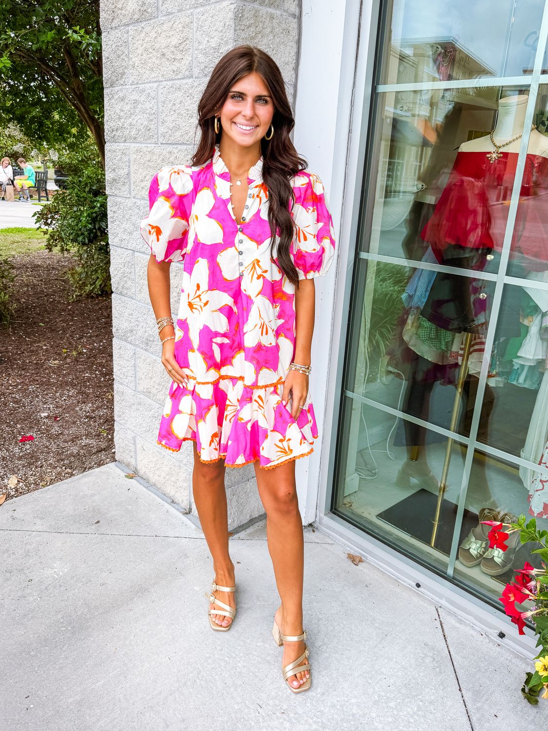 Floral Button Up Dress - Pink