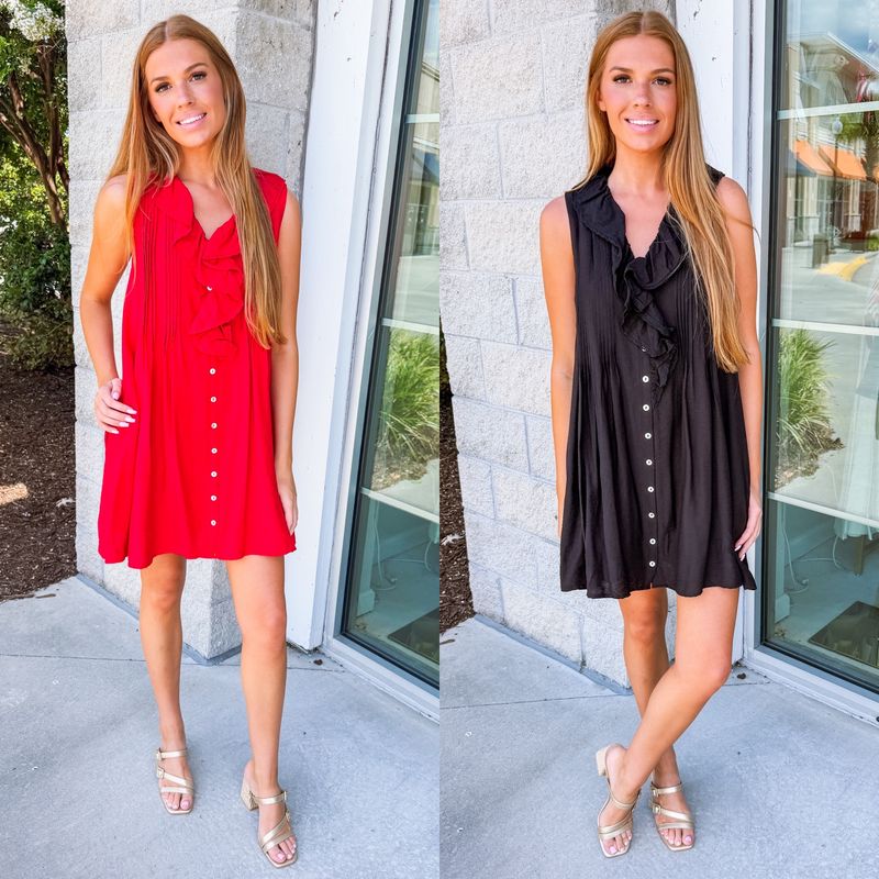 Ruffle Detail Button Down Dress
