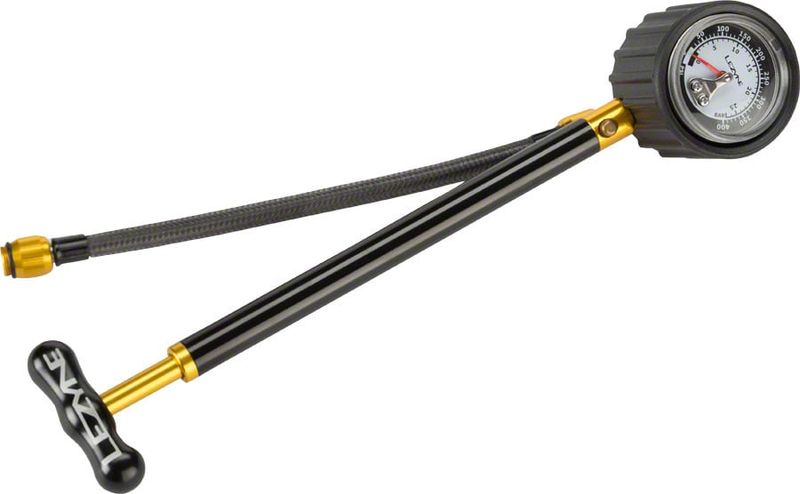 Lezyne Shock Drive Pump with Braided Hose and 400psi Gauge Black