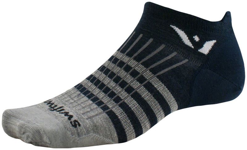 Swiftwick Pursuit Zero Wool Socks - No Show, Stripes Navy Heather, Small