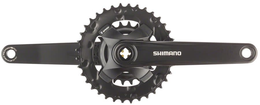 Shimano FC-MT101-B2 Crankset - 170mm, 9-Speed, 36/22t, Square Taper JIS Spindle Interface, 51.8mm Chainline, Black