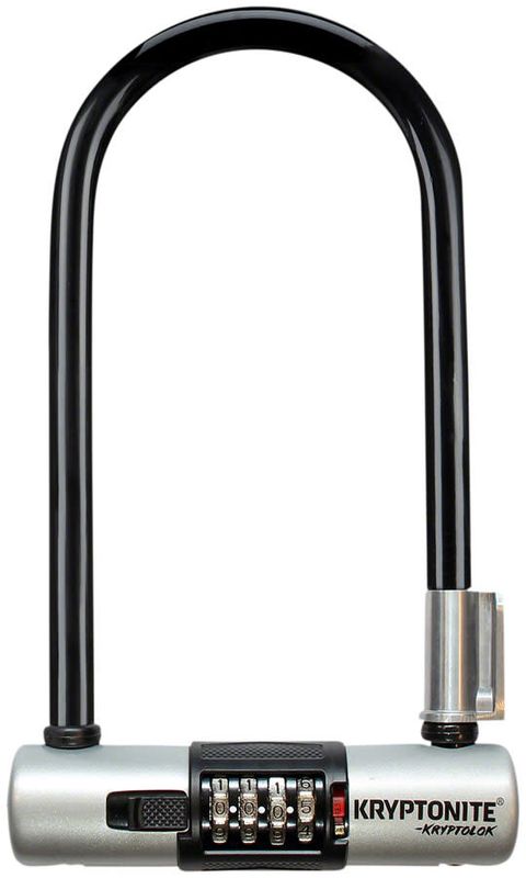 Kryptonite KryptoLok U-Lock - 4 x 9&quot;, 4-Digit Combination, Black, Includes bracket