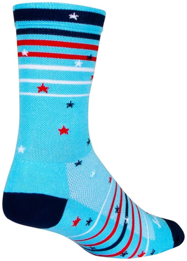 SockGuy Sparkler Crew Socks - 6 inch, Red/White/Blue, Large/X-Large