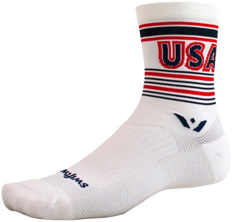 Swiftwick Vision Five Tribute Socks - 5 inch, USA Retro, X-Large