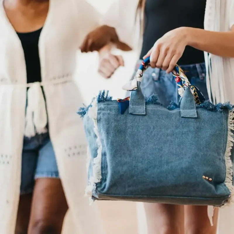 Chloe Fringe Tote, Color: Denim Blue