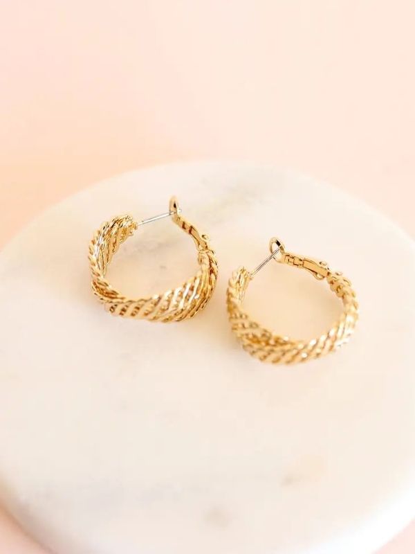 Layered Twist Hoop Earring