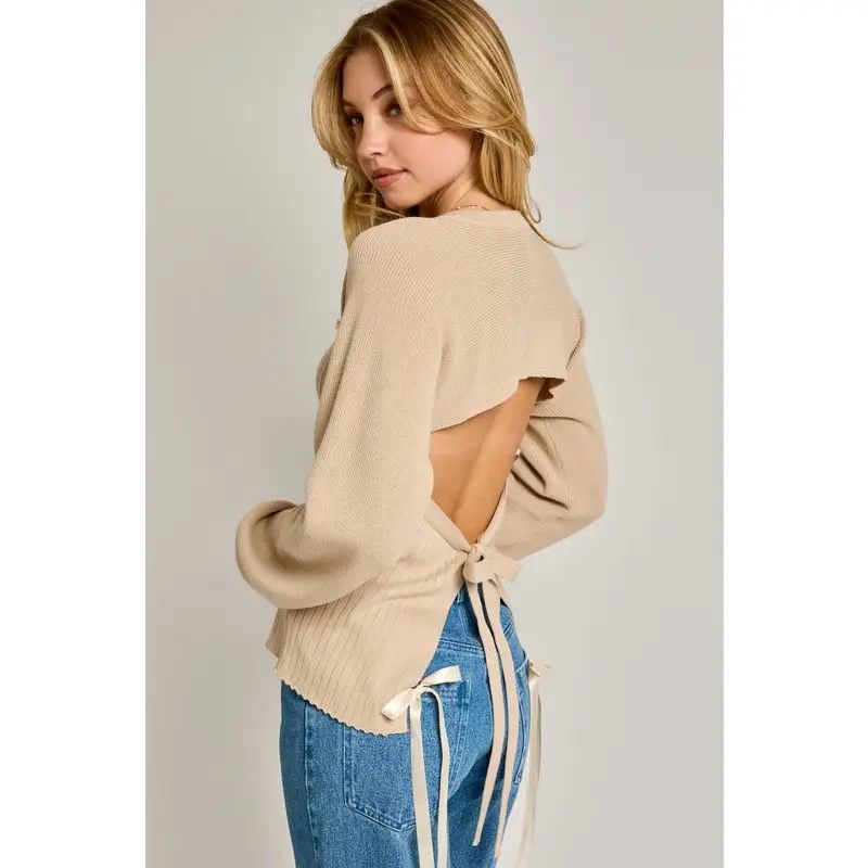 Natina Open Tie Back Sweater