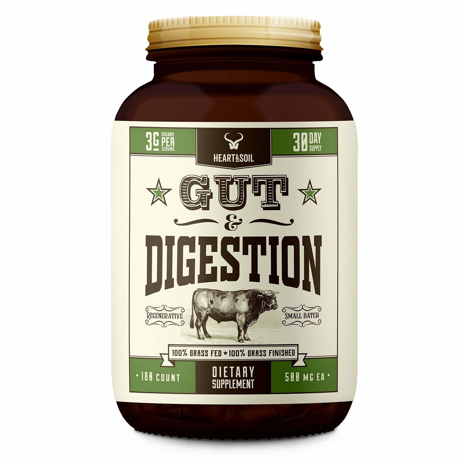 Gut &amp; Digestion, 180 caps (Heart &amp; Soil)