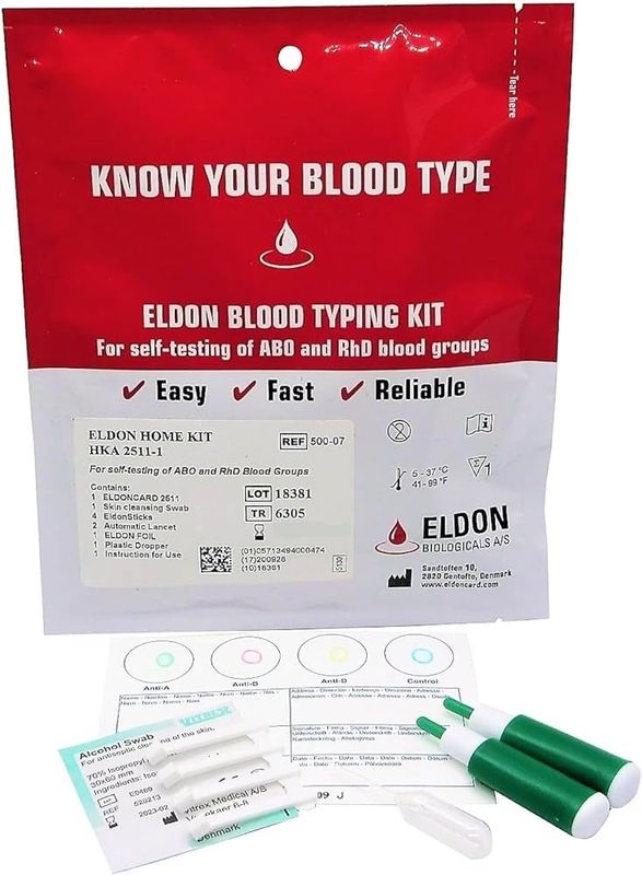 Home Blood Type Testing Kit (Eldon Biologicals)