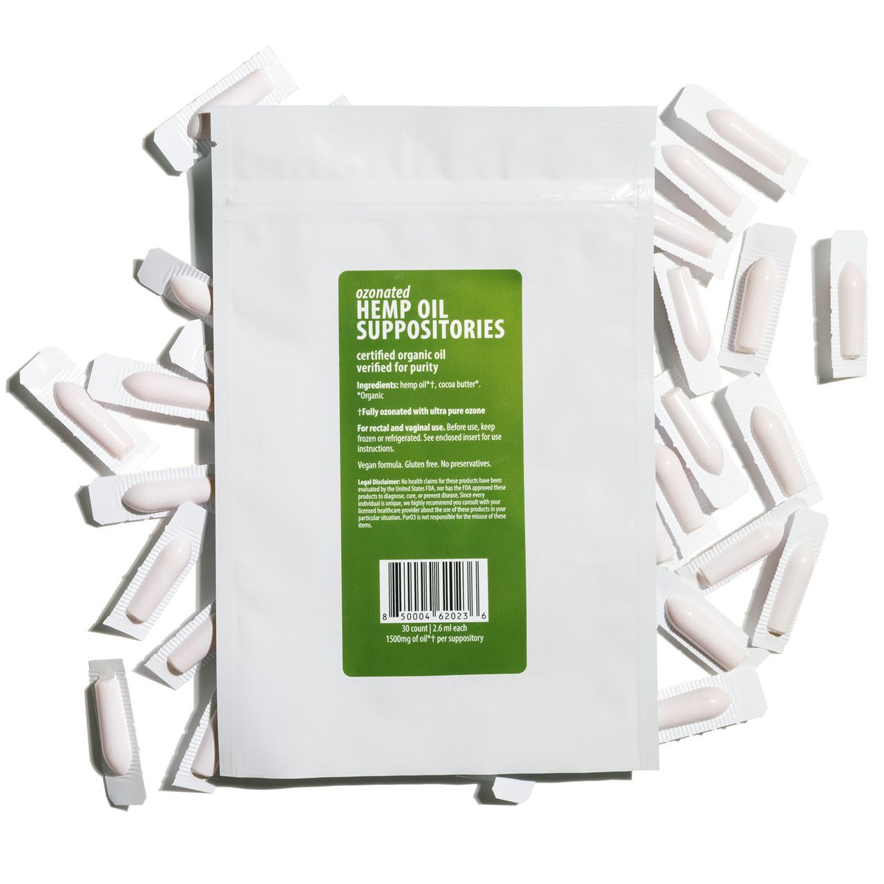 Hemp Suppositories, 1500mg (PurO3), Size: Singles
