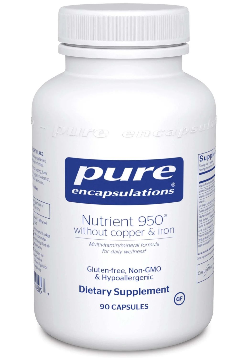 Nutrient 950 W/O Copper and Iron (Pure Encapsulations), Size: 90