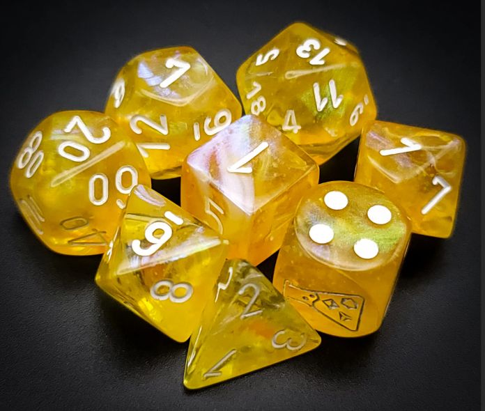 Lab Dice 6 Borealis : Poly Canary/White Luminary 7-die set