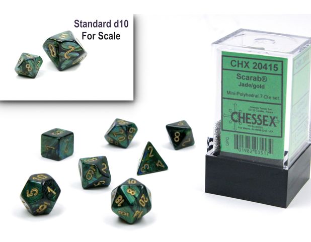 Chessex - Scarab Jade/Gold Mini 7 Dice Set
