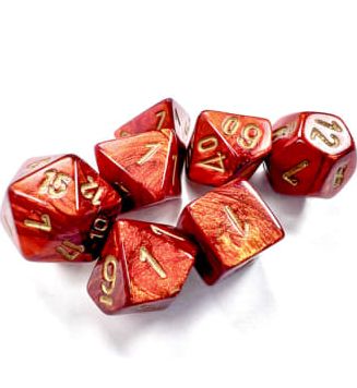 Chessex - Scarab Scarlet Gold Mini 7 Dice Set