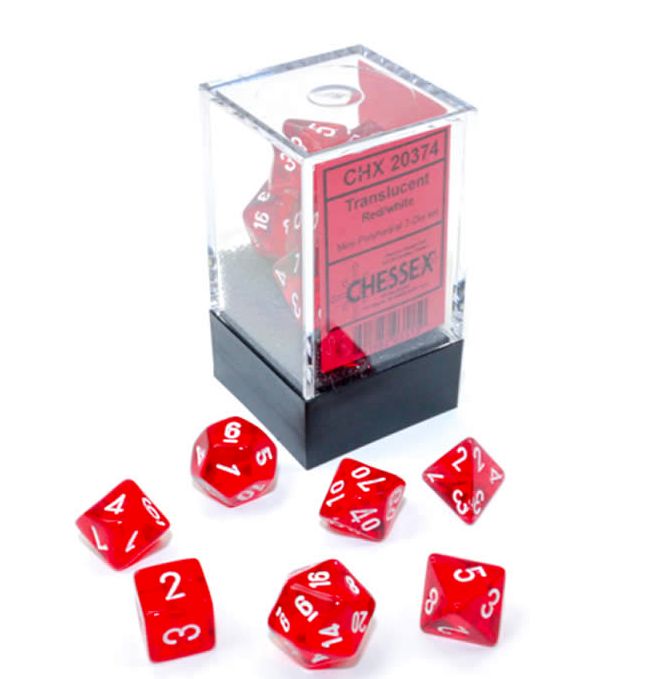 Chessex - Translucent Red/White Mini 7 Dice Set