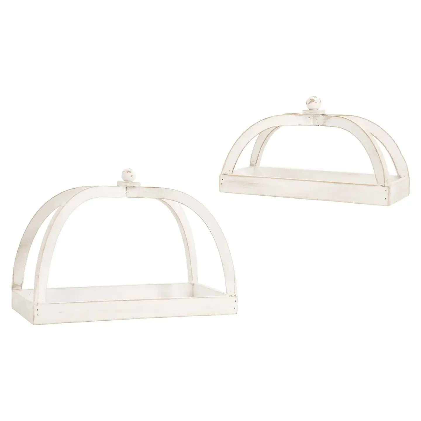 Set of Whitewashed Square Bottom Lanterns