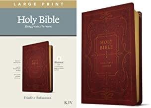 KJV Large Print Thinline Reference Holy Bible (Red Letter, LeatherLike, Ornate Burgundy)