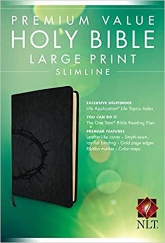 Premium Value Slimline Bible Large Print NLT, Crown (LeatherLike, Onyx)