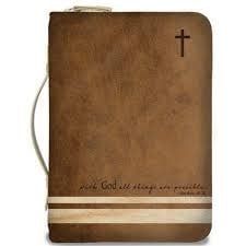 BROWN &quot;WITH GOD&quot; BIBLE COVER