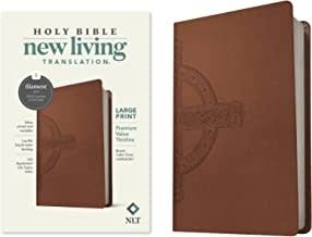 NLT Large Print Premium Value Thinline Bible, Filament-Enabled Edition (LeatherLike, Brown Celtic Cross)