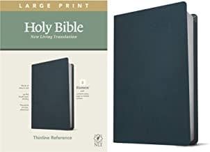 NLT Bible Filament Large Print Thinline Reference Navy Blue Genuine Leather