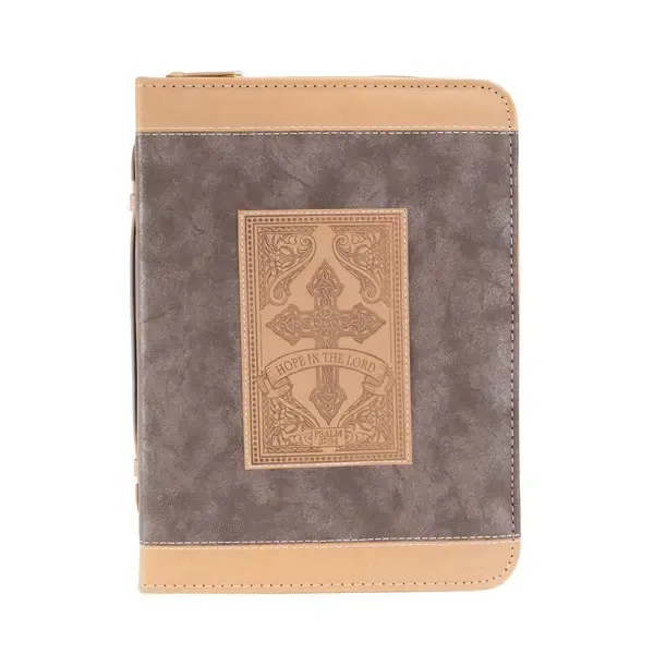 Bible Cover - Brown Cross Hope in the Lord