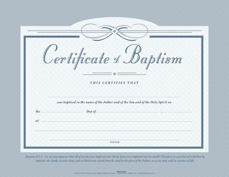Certificate-Baptism (5.5&quot; x 3.5&quot;) (Pack Of 6)
