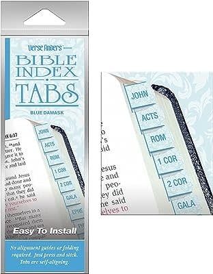 Bible Tab-Verse Finders-Horizontal-Thin Pack-Soft Blue Damask
