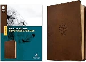 NLT Courage For Life Study Bible For Men Filament-Enabled-Rustic Brown Lion LeatherLike