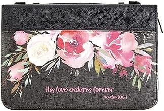 Bible Cover-His Love Endures Forever-XLG-Black/Floral