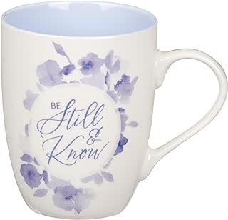 Mug Blue Floral: Be Still and Know