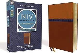 NIV Study Bible/Personal Size (Fully Revised Edition) (Comfort Print)-Brown/Blue Leathersoft
