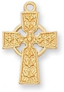 Gold over Sterling Cross Pendant - Gold Over Sterling Silver Cross with 16 in. Gold Plated Brass Chain and Deluxe Gift Box