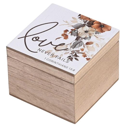 KEEPSAKE BOX LOVE NEVER FAILS MDF 4X4