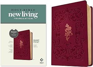 NLT Giant Print Bible Filament-Enabled Edition-Cranberry Flourish LeatherLike