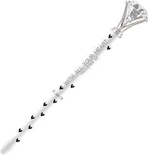 Pen-Gem-With All Your Heart (Proverbs 3:5)-White w/Black Hearts