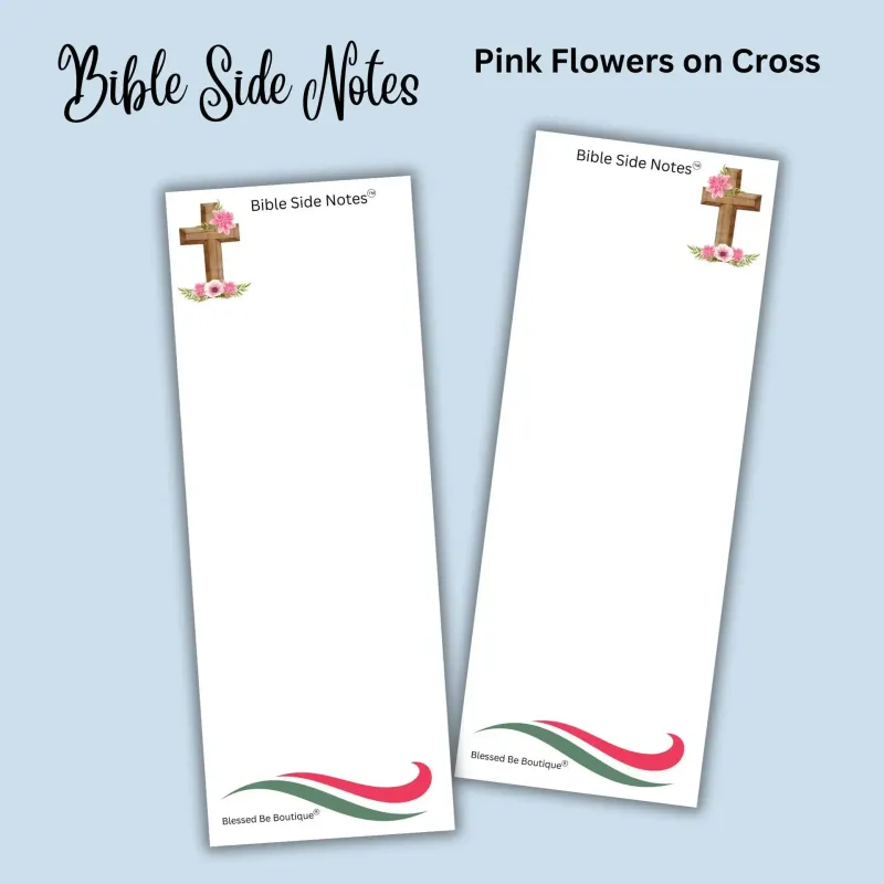 Bible Side Notes- Pink Flowers Crosses