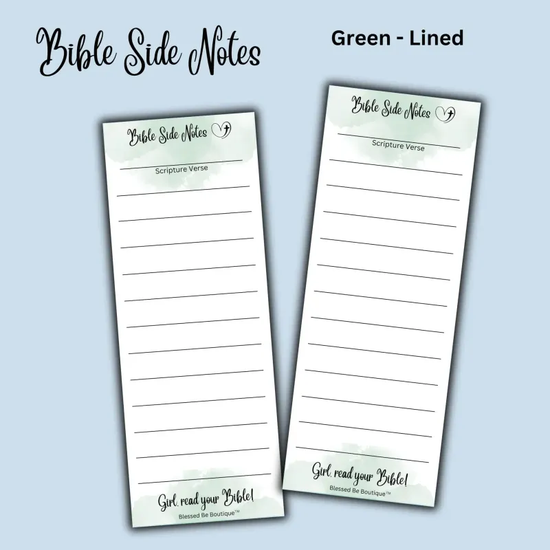 Bible Side Notes- Green with Lines