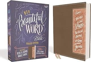 NIV Beautiful Word Bible (Updated Edition)-Brown/Blush Leathersoft