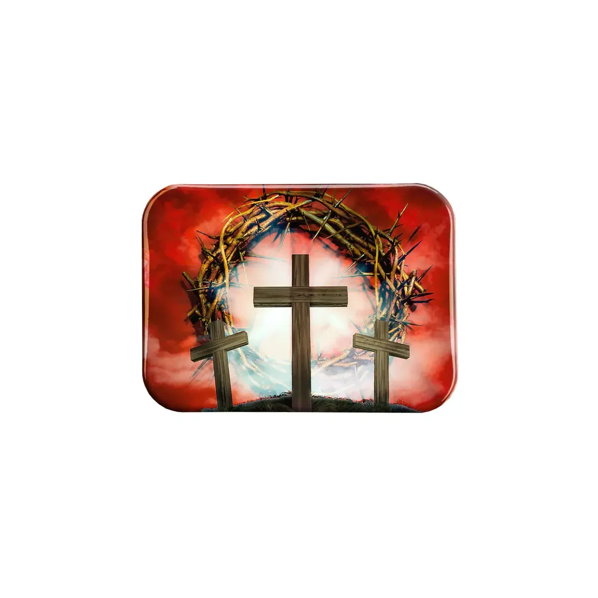 &quot;Three Cross Crown of Thorns&quot; - 2.5&quot; X 3.5&quot; Rectangle Fridge Magnet