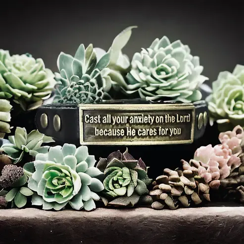Leather Wristlet: Cast All Your Anxiety- Black